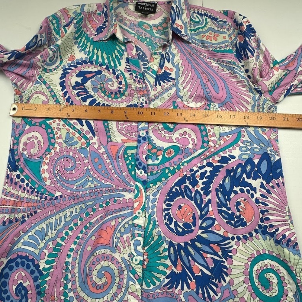 Miraclesuit X Talbots Shirt Dress Coverup Womens Medium Purple Tropical Resort - Picture 12 of 14